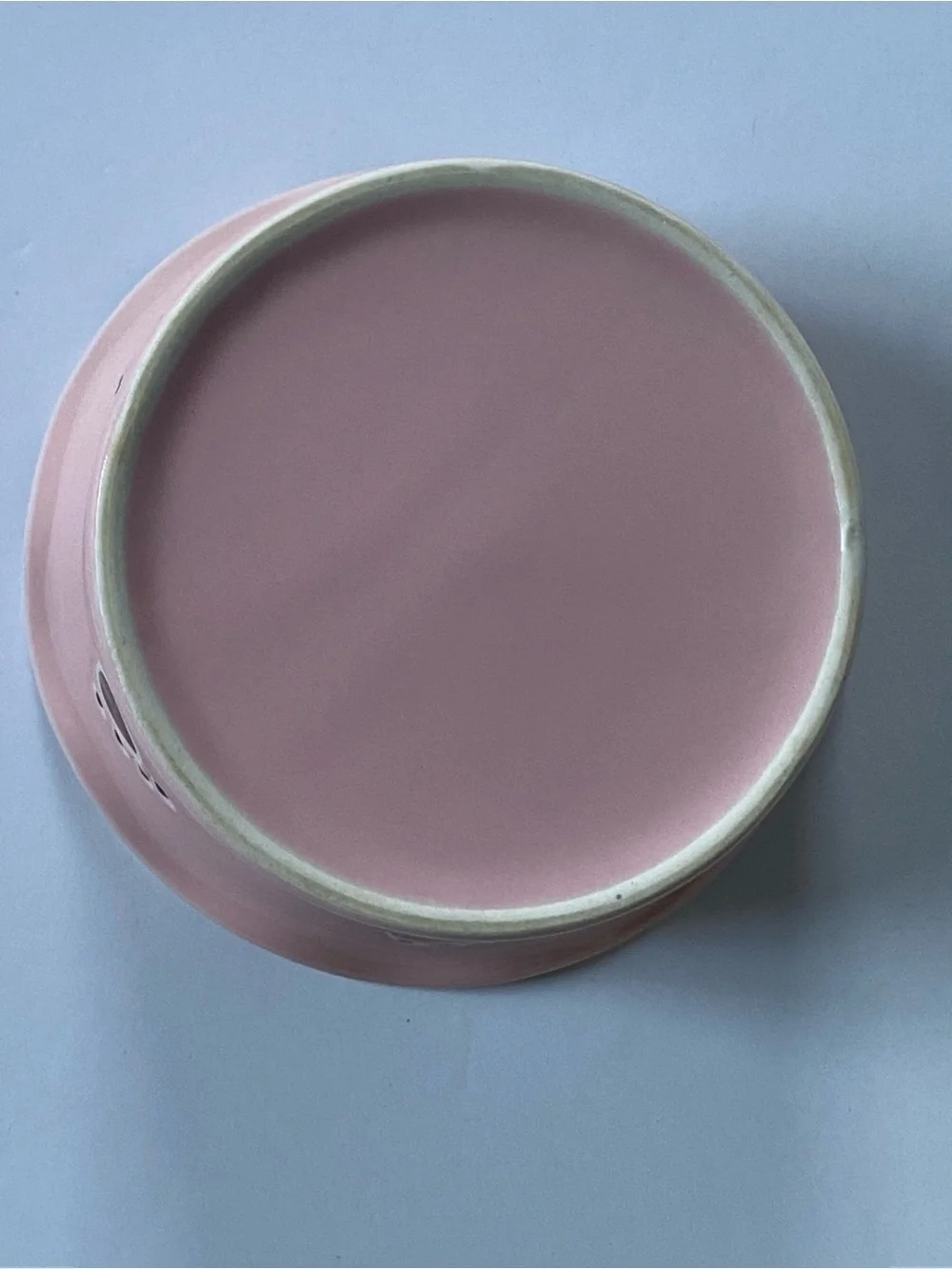 Pink Ceramic Dog Food Water Dish Bowl Stoneware 5” Wavy Edge Paw Prints Bone